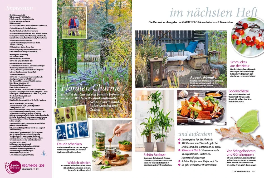 Vorschau auf die Dezember-Ausgabe 2024 der GartenFlora